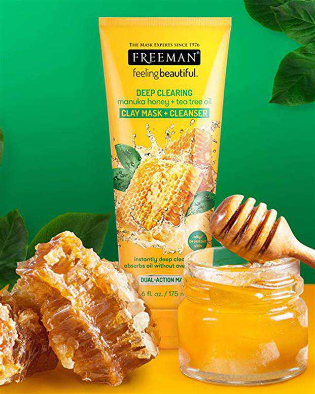 ماسک صورت خاک رسی عسل و روغن درخت چای 175ml فری من
